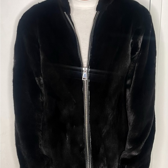 Casiani Black Fur Mink Coat Jacket - Picture 3 of 5